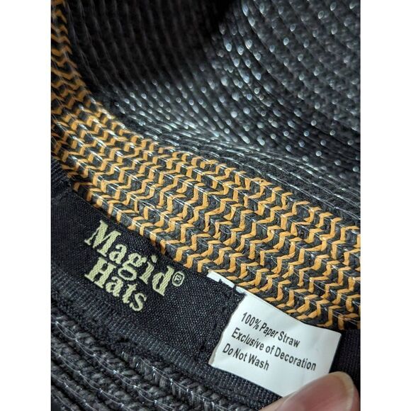 Magid Hats Women's Two Toned Brown Black Fedora 100% Straw Paper Hat - Picture 7 of 7